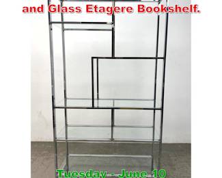 Lot 498 Milo Baughman Chrome and Glass Etagere Bookshelf.