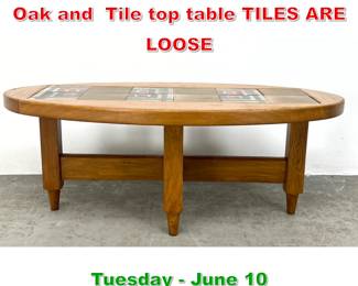 Lot 634 GUILLERME et CHAMBRON Oak and Tile top table TILES ARE LOOSE