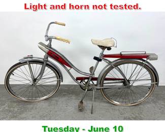 Lot 857 Huffy silver jet cruiser bike. Light and horn not tested.