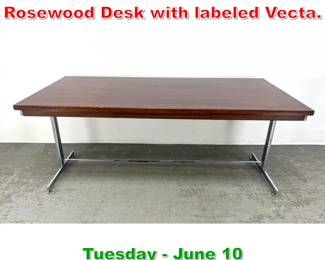 Lot 312 Hugh Acton for Vecta Rosewood Desk with labeled Vecta.