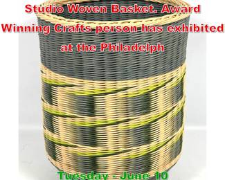Lot 509 KARI LONNING Artist Studio Woven Basket. Award Winning Crafts person has exhibited at the Philadelph