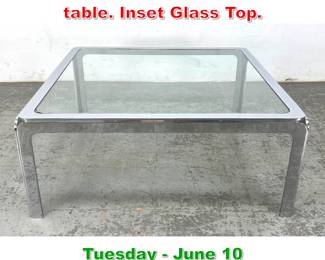 Lot 812 Pace style Chrome Cocktail table. Inset Glass Top.