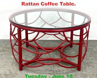Lot 899 McGuire Style Bentwood Rattan Coffee Table.