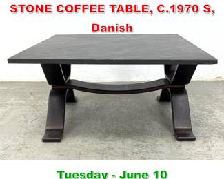 Lot 440 Wenge WOOD AND SLATE STONE COFFEE TABLE, C.1970 S, Danish