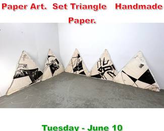 Lot 787 Large 5pc St Embossed Paper Art. Set Triangle Handmade Paper.