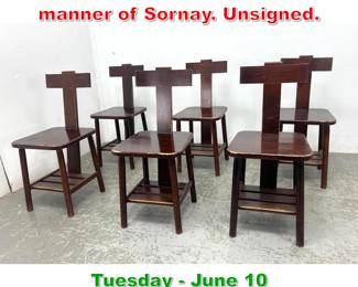Lot 856 Set 6 French T chairs in the manner of Sornay. Unsigned.