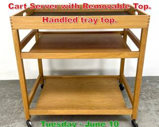 Lot 442 Danish Modern Rolling Bar Cart Server with Removable Top. Handled tray top.