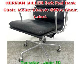 Lot 451 CHARLES EAMES for HERMAN MILLER Soft Pad Desk Chair. Iconic Classic Office Chair. Label.