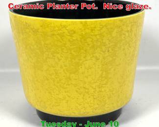 Lot 668 Mid Century Yellow Glazed Ceramic Planter Pot. Nice glaze.