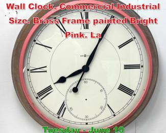 Lot 755 Large HOWARD MILLER 42 Wall Clock. Commercial Industrial Size. Brass Frame painted Bright Pink. La