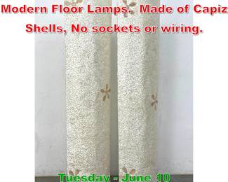 Lot 474 Pair Tall Mid Century Modern Floor Lamps. Made of Capiz Shells, No sockets or wiring.