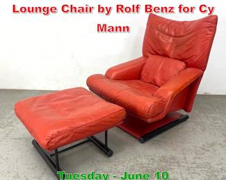Lot 458 Post Modern Red Leather Lounge Chair by Rolf Benz for Cy Mann