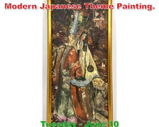 Lot 328 Illegibly Signed Abstract Modern Japanese Theme Painting.