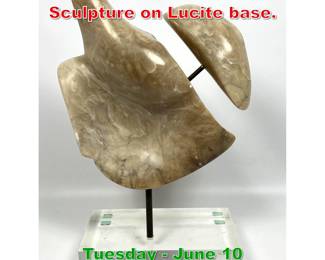 Lot 640 Abstract Modern Alabaster Sculpture on Lucite base.