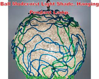 Lot 524 Spaghetti Plastic String Ball Modernist Light Shade. Hanging Pendant Lamp.