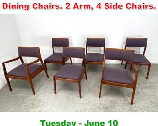 Lot 443 Set 6 JENS RISOM Playboy Dining Chairs. 2 Arm, 4 Side Chairs.