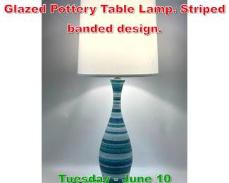 Lot 586 Mid Century Modern Italian Glazed Pottery Table Lamp. Striped banded design. 