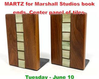 Lot 487 Pr. Gordon and Jane MARTZ for Marshall Studios book ends. Center panel of tiles.