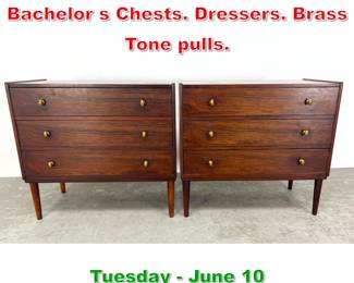 Lot 630 Pr Rosewood 3 Drawer Bachelor s Chests. Dressers. Brass Tone pulls.