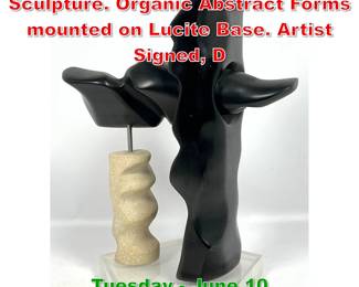 Lot 303 G LEVINO 2 Tone Modernist Sculpture. Organic Abstract Forms mounted on Lucite Base. Artist Signed, D