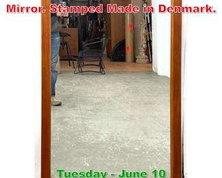 Lot 918 Danish Modern Teak Wall Mirror. Stamped Made in Denmark.