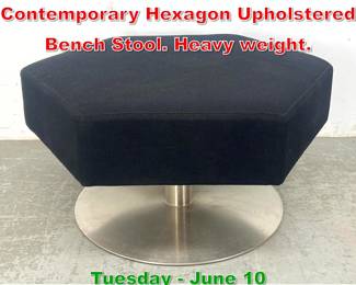 Lot 760 Large Nienkamper Contemporary Hexagon Upholstered Bench Stool. Heavy weight.