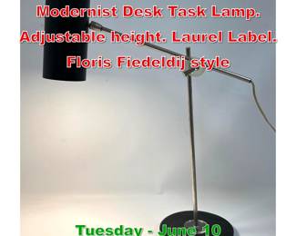 Lot 415 Black Shade Chrome Modernist Desk Task Lamp. Adjustable height. Laurel Label. Floris Fiedeldij style