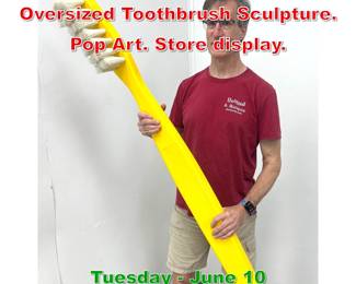 Lot 609 Bright Yellow Plastic Oversized Toothbrush Sculpture. Pop Art. Store display.