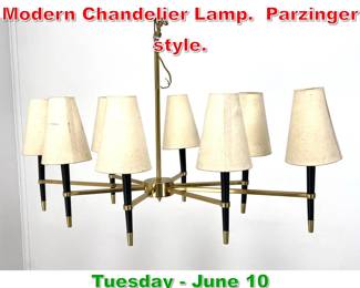 Lot 591 Large Contemporary Modern Chandelier Lamp. Parzinger style.