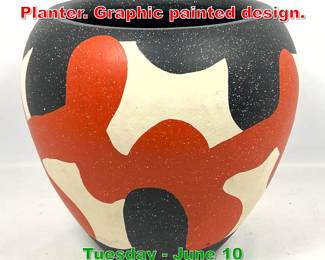 Lot 391 Painted terracotta Pottery Planter. Graphic painted design.