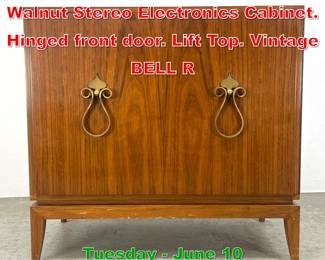 Lot 564 Tommi Parzinger style Walnut Stereo Electronics Cabinet. Hinged front door. Lift Top. Vintage BELL R