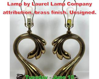 Lot 878 Pair Brasstone Sculptural Lamp by Laurel Lamp Company attribution, brass finish. Unsigned.