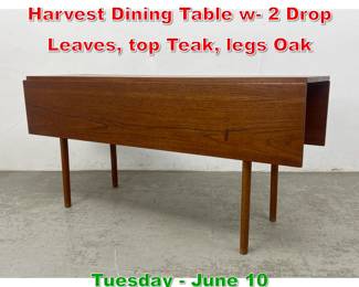 Lot 561 Borge Mogensen style Harvest Dining Table w 2 Drop Leaves, top Teak, legs Oak