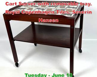 Lot 441 Danish Modern Tea Bar Cart Server with removable tray. Royal Copenhagen Tiles. Severin Hansen