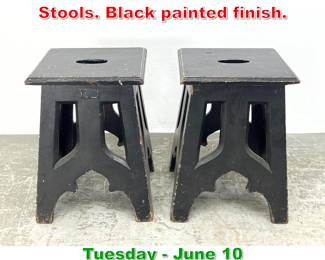 Lot 562 Pair Arts and Crafts Style Stools. Black painted finish.