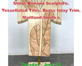Lot 818 Decorative Marble and Stone Kimono Sculpture. Tessellated Tiles. Brass Inlay Trim. Maitland Smith s