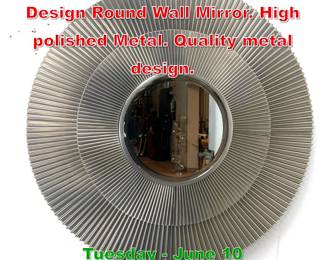 Lot 915 Studio A Rippled Fan Design Round Wall Mirror. High polished Metal. Quality metal design.
