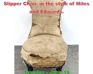 Lot 626 Deconstructed European Slipper Chair. in the style of Miles and Edwards.