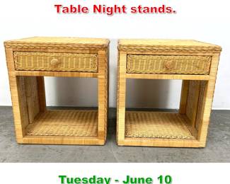 Lot 567 Pair Wicker Rattan Side Table Night stands.