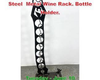 Lot 938 Figural Artisan Welded Steel Metal Wine Rack. Bottle Holder.