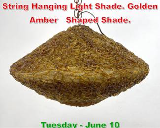 Lot 495 Vintage Spaghetti Plastic String Hanging Light Shade. Golden Amber Shaped Shade.