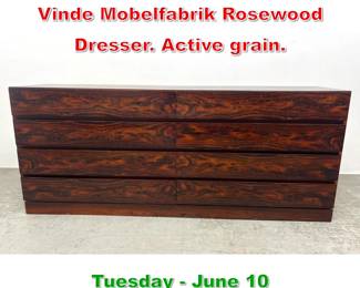Lot 645 Arne Wahl Iversen for Vinde Mobelfabrik Rosewood Dresser. Active grain.