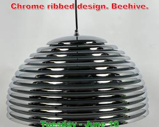 Lot 545 Splugen Brau Pendant light. Chrome ribbed design. Beehive.