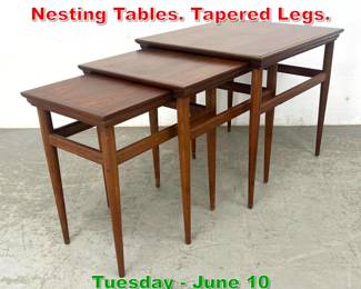 Lot 400 Mid Century Modern 3 Oart Nesting Tables. Tapered Legs.