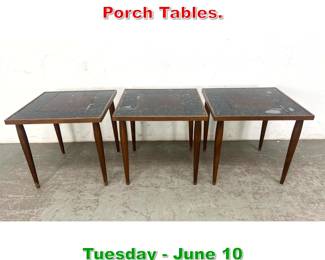 Lot 393 Set 3 small occasional Porch Tables.