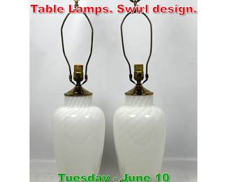 Lot 557 Pair Murano Art Glass Table Lamps. Swirl design.