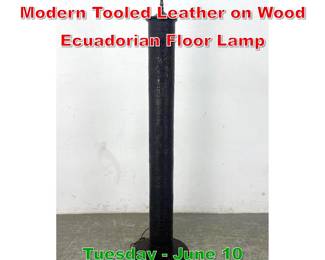 Lot 720 Vintage Mid Century Modern Tooled Leather on Wood Ecuadorian Floor Lamp