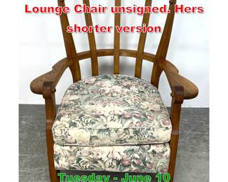 Lot 659 Guillerme et Chambron Oak Lounge Chair unsigned. Hers shorter version