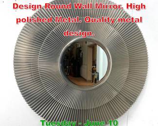 Lot 913 Studio A Rippled Fan Design Round Wall Mirror. High polished Metal. Quality metal design.