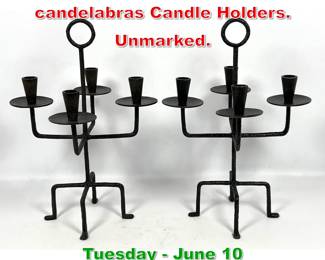 Lot 436 Pair Tommi Parzinger candelabras Candle Holders. Unmarked.